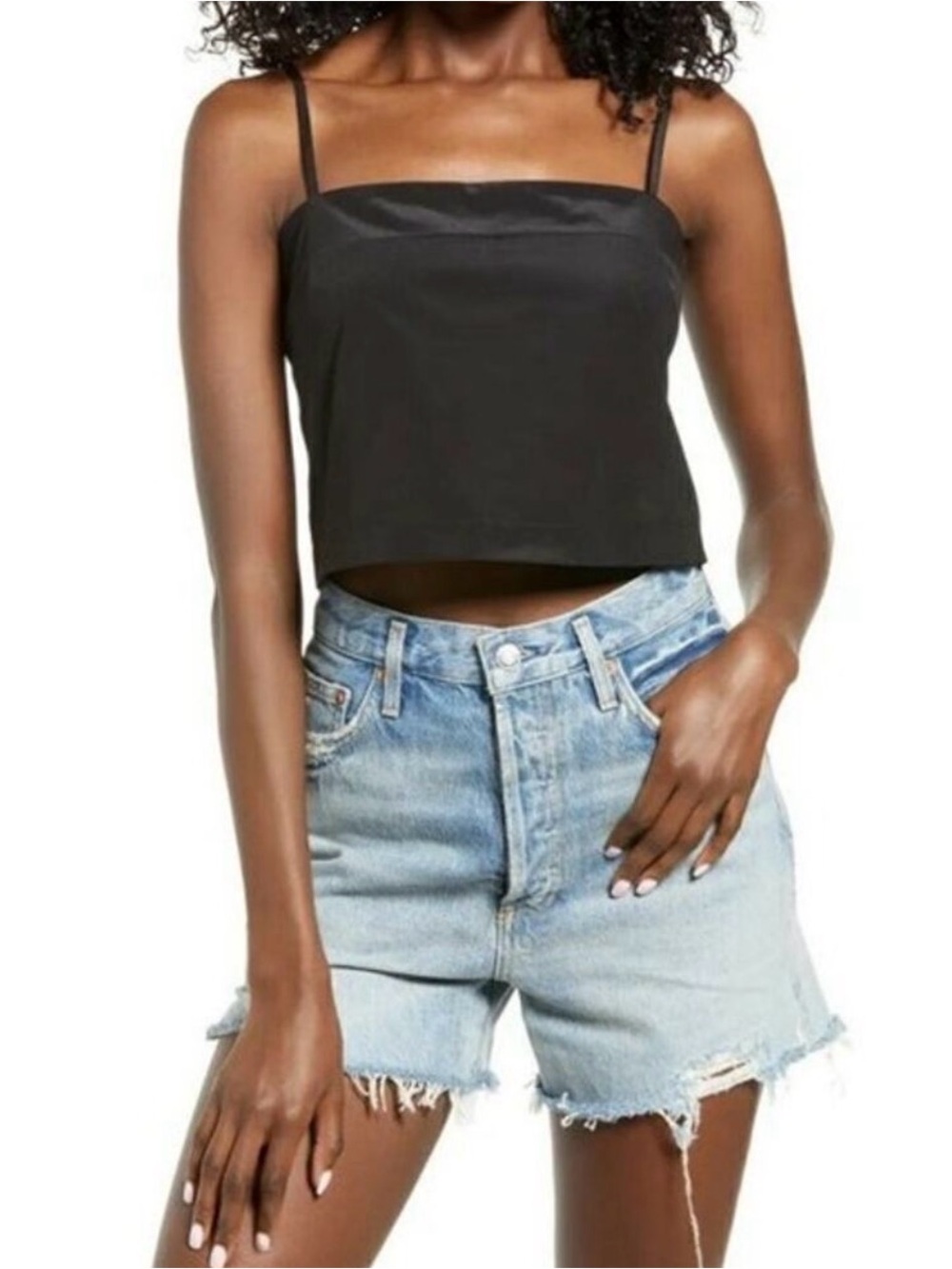 vero moda gianna singlet cropped top black